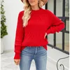 Women's Sweaters Vintage Cable-Knit Sweater Pullovers Crew Neck Casual Geometric Knitwear Fashion Women Jersey Jumper Top Y2K Outerwears