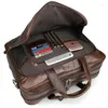 Aktetassen Grote Grote Vintage Koffie Echt Leer Executive Heren Aktetas Messenger Bag Zakenreizen 15,6'' Laptop Portfolio M7320