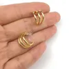 Boucles d'oreilles à clous en acier inoxydable pour femmes, 6 pièces/lot, trois fils en forme de C, bijoux cadeau