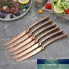 6Pcs set Stainless Steel Steak Knife Black Rose Gold Silver Sharp Table Knives Set Restaurant Cutlery Flatware Dinnerware set237C