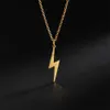 Pendant Necklaces Lightning Pendant Necklace Chain Geometric Stainless Steel Simple Necklace for Women Men Party Ornament Jewelry Accessories