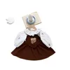 Bébé mignon ours broderie vêtements ensembles enfant en bas âge enfants falbala chemise à revers amour coeur jupe à bretelles 2 pièces 2024 printemps enfants tenues de dessin animé Z6840