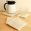 Tapetes de mesa 12cm corda de algodão tecido quadrado placemat engrossado resistente ao calor café chá copo esteira coasters utensílios de mesa almofadas decoração de casa