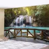 Tapisserier Vacker vattenfallsskog hemkonst tapestry hippie bohemisk dekoration stor lakan bakgrund vägg soffa filt