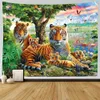 Tapisserier Forest Tiger Mönster Wildlife Theme Tapestry vardagsrum sovrum dekor bakgrund vägg hängande konstdekoration