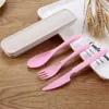 Camp Kitchen 1 ~ 10pcs مجموعة أدوات المائدة المحمولة المسككات المحمولة على طراز اليابان Straw Straw Knife Spoon Spoon Student Student Sets Kitchen YQ240123