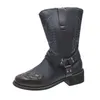 Boots Autumn and Winter New Knight Brodery Colorblock Round Head Mid Length Large Womens 230830