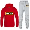 Tute da uomo Tuta sportiva con cappuccio Escavatore Jcb Logo Stampa Pantaloni casual con cappuccio 2 pezzi Set in pile Abbigliamento sportivo unisex di alta qualità da jogging