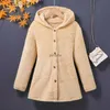 Girl's Dresses Autumn New Jacket For Girls 8-12 Years Khaki Hooded Long-Sleeved Coat For Girls Stylish Girls Korean Style Casual Coat