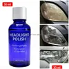 Ruitenwissers Rush Sale9H 10Ml 30Ml Autohardheid Koplamp Lens Restorer Reparatie Vloeistof Polish Cleaner Set Milieuvriendelijke vriend D Dhjyx