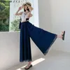 Damesbroek Koreaanse zomer chiffon wijde pijpen hoge taille casual broekrok vrouwelijke elegante mode vintage broek rechte pantalon