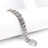 Bracelet cubain en Moissanite plaqué or blanc 18 carats, Style Hip Hop, bijoux en argent pour hommes, dernière mode