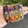 Bangle 7 Chakra Crystal Bead Copper Wire Wrapped Armband Handmade Reiki Healing Balance Gemstone Jewelry Yoga Gift