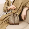 Evening Bags Genuine Leather Women's Bucket Bag 2024 Mini Drawstring Shoulder High-End Large Capacity Commuting Crossbody