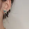 Boucles d'oreilles pendantes coréen exquis élégant papillon vert gland pour les femmes mode d'été longue chaîne en métal charme oreille gouttes bijoux cadeaux