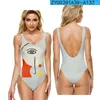 Maillots de bain pour femmes SOJINM Summer One Piece Maillot de bain Femmes Impression abstraite Monokini Patchwork O-Cou Sexy Beach Maillot de bain 6XL