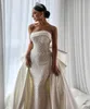 Pearls Mermaid prachtige bruidsjurken met boogs -overskirts trouwjurk op maat gemaakt backless bruid jurken vestido de novia es