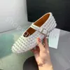 Designer Luxury Shoes Women Ballet Flats Dress Shoes Hollowed Out Mesh Sandal Round Head Rhinestone Rivet Buckle Mary äkta läder Jane Loafers