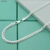 Pendant Necklaces New 925 Sterling Silver Necklace Unisex 5MM Flat Snake Link Chain Lobster Clasp Collares Necklaces For Women Men Jewelry Gift YQ240124