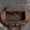 Duffel Bags Nesitu High Quality A4 Stora stora vintage Brown äkta galna hästläder Kvinnor Män resväska Male Gym Duffle M0571