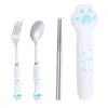 Cucina da campo Cartone animato Simpatico gatto Artiglio Cucchiaio e forchetta Set Bacchette Posate Studente Bambini Campeggio esterna Portatile Accessori da cucina Kawaii YQ240123