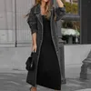 Trenchs pour femmes manteau Vintage longue veste en Jean coupe ample Double boutonnage manches en Denim solide automne vêtements de sortie d'hiver