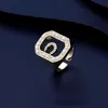 Bague en diamant rose cristal avec anneaux carrés évidés lumière de luxe haut de gamme perle ouverture anneau de queue d'oreille de blé bijoux de mode avec boîte d'origine + sac cadeau