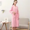 Vêtements de nuit pour femmes Rosy Femmes Summer Waffle Peignoir Sucer l'eau Kimono Robe de chambre Casual Homewear V-Col Robe de bain Dames Chemise de nuit