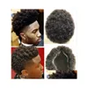 Perruques pour enfants pour hommes 15 mm Afro Curl 1B FL PU Toupée Hommes Perruque Indien Remy Remplacement des cheveux humains 12 mm Unité de dentelle bouclée pour Black Me Dhwnq