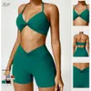 Lu Align Woman Damen-Fitness-Outfits, 2-teiliges Kleidungsset, Push-Up-Kleidung, Leggings mit hoher Taille, Fitness-Shorts, Sport-BH, Workout, Laufen, Freizeit, Trainingsanzug, Jogger, Lemon Lady G