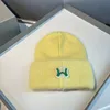 Unisex deisgner beanies plysch bokstav ull hatt koreansk avslappnad dubbel stickad kanin hår hatt varm hatt kall hatt 11-15