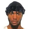 Berretti Vintage Twist Head Wraps Durag con nappa per uomo Sciarpa turbante grigio nero Cravatta per capelli da ragazzo Stile Hip Hop