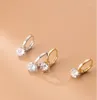 Boucles d'oreilles créoles en argent Sterling 925, Zircon brillant géométrique, petit pour femmes, accessoires d'oreille polyvalents S-E1441
