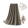 A-line skirt women's high waist skirt 2024 mid-length thickened knitted skirt spring and winter