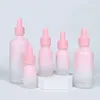Bouteilles 10X dégradé rose flacon compte-gouttes rechargeable huile essentielle verre liquide 5-100ml goutte pour pots de pipette de massage