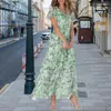 Abiti casual Abito maxi alla moda Anti-pilling Vita estiva attillata Vestirsi Dolce chiffon con stampa floreale