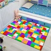 Dywan 3D kolorowy geometryczny blok bez poślizgu dywany dywany duży obszar domowy salon dla dzieci sypialnia sofa wyciekająca do dzieci dzieci maty podłogowe Q240123