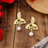 Designer Stud Earring Vintage Imitation Jade Plated Charm Stud Earrings Back Mother-of-Pearl Stainless Steel Gold Studs for Women wedding Jewelry gift