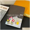 Designer Sunflower Unisex Wallet Luxury Brand Animal Printed Letter Check Womens Notebook Diary Panda Bear Mens Coin Purses Card Ho Dhs9L