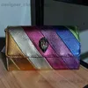 Axelväskor 2023 Kurt G Luxury Clutch Bag Multi Colorful Patchwork Handväska Elegant och elegant middagsväska Metallisk kedja Jointing Purse T240123