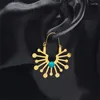 Stud Oorbellen Boho Vintage Blauwe Kraal Drop Earring Vrouwen Geometrische Roestvrij Staal Goud Kleur Bloem Etnische Sieraden Gift E9367S