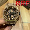 Eternity RFF 26421 Skeleton Dial Rose Gold Diamond Inlay Bezel 904L Steel Case Japan VK Quartz Chronograph Mens Watch With Tag Watch Rubber