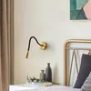 Lampada da parete in stile moderno in bronzo con braccio regolabile, decorazione per camera da letto, luce, studio, comodino, specchio da lettura