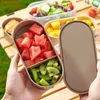 저장 병 2pcs/set 플라스틱 식품 용기 밀봉 된 타원형 과일 상자 누출 방지 소형 냉장고 주최자 전자 레인지