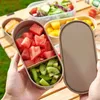 Storage Bottles 2Pcs/set Plastic Food Container Sealed Oval Fruit Box Leak-proof Small Refrigerator Organizer Microwave