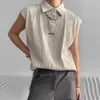 Débardeurs pour hommes Tops d'été Mode Vague Rayé Côtelé Revers Hommes Streetwear Vintage Couleur Solide Lâche Bouton Sans Manches Gilet Hommes Camisole