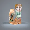 Kobiety kolanowe buty niskie obcasy jesień buty plus size vintage PU skórzane botki haftowe Kobieta mejr zapatos D18906602484