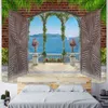 Tapestries Beach Scenery Tapestry Wall Hanging Psychedelic Art Painting Swan Peacock Bohemian Hippie Room Home Decor L2401