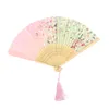 Figuras decorativas abanico de mano flor de estilo chino plegable con borla accesorios para el hogar para