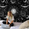 Tapisseries Blanc Noir Soleil Lune Mandala Ciel Étoilé Tapisserie Tenture Murale Bohème Gypsy Psychédélique Tapiz Sorcellerie Astrologie Tapisserie L2401